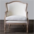 Baxton Studio Charlemagne Accent Chair in Beige and Brown Oak