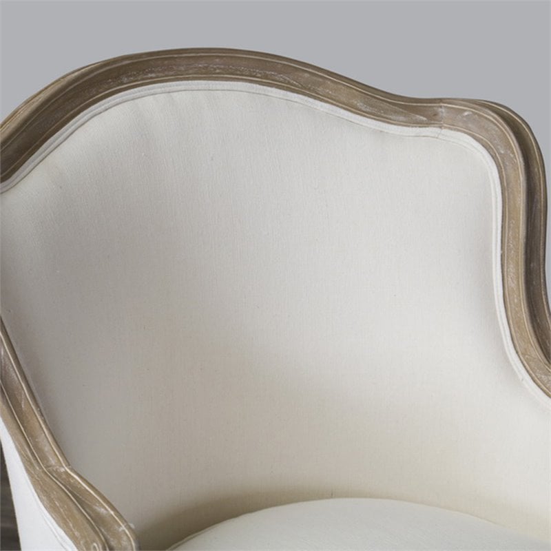 Baxton Studio Charlemagne Accent Chair in Beige and Brown Oak