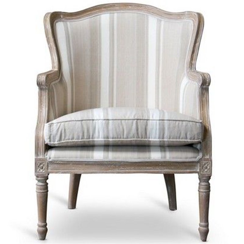 Baxton Studio Charlemagne Accent Chair in Brown and Beige