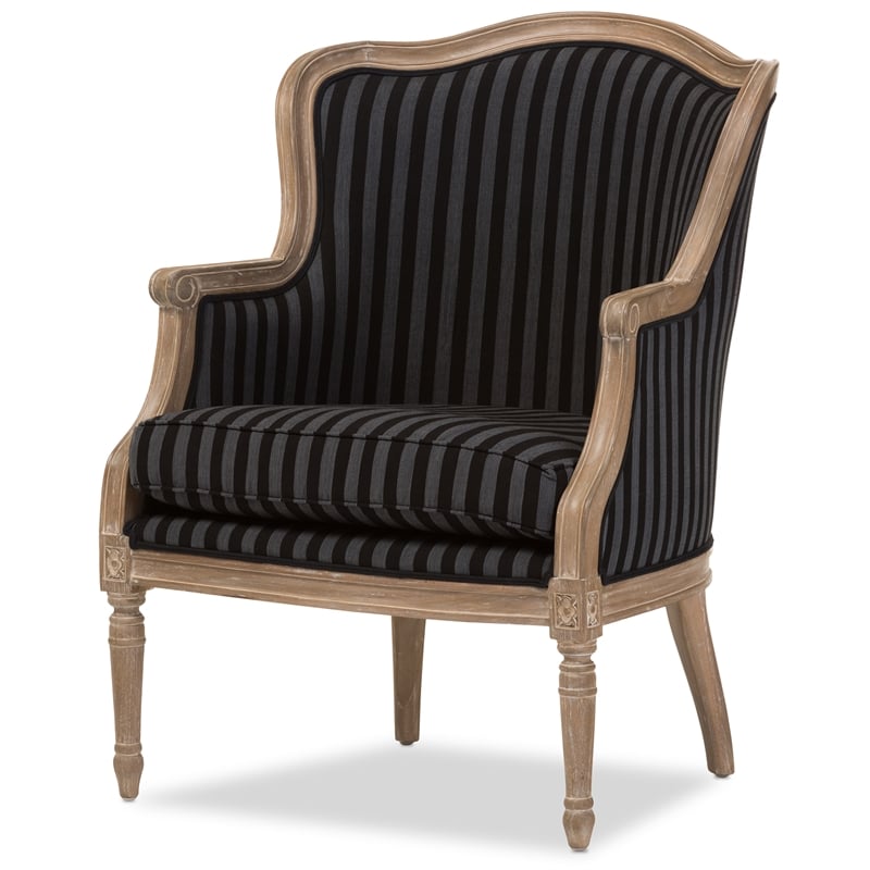 Baxton Studio Charlemagne Accent Chair in Black and Grey
