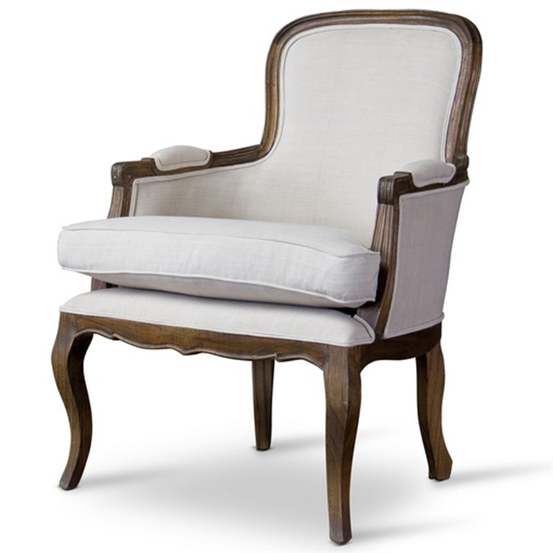 Baxton Studio Napoleon Accent Chair in Beige and Brown