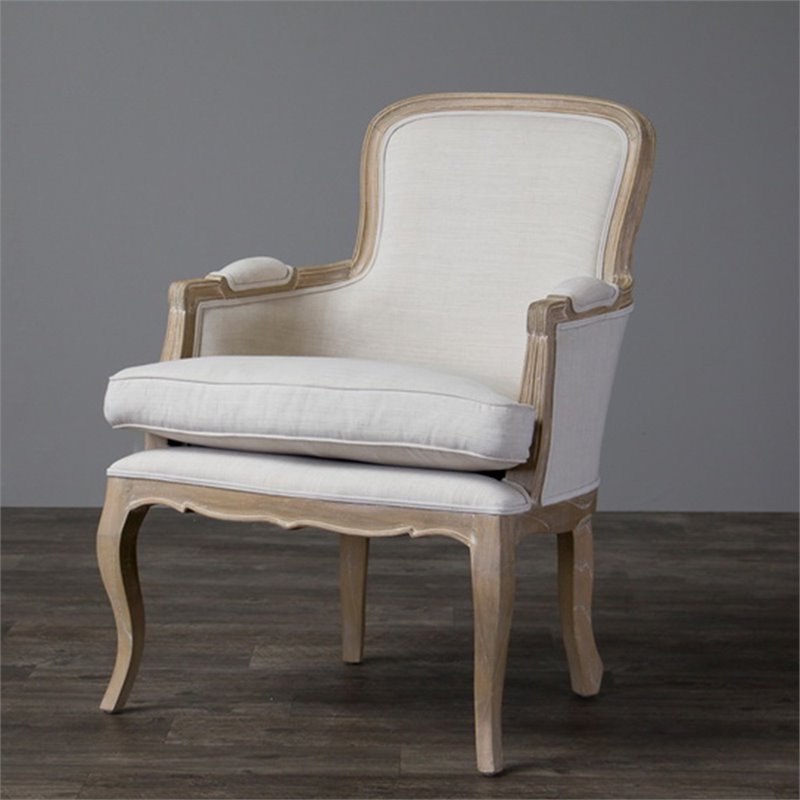 Baxton Studio Napoleon Accent Chair in White and Brown