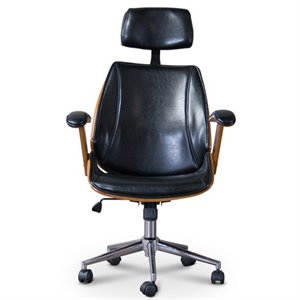 baxton studio hamilton faux leather swivel office chair in black