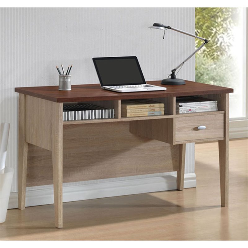 Baxton Studio Tyler Writing Desk in Dark Brown and Gray