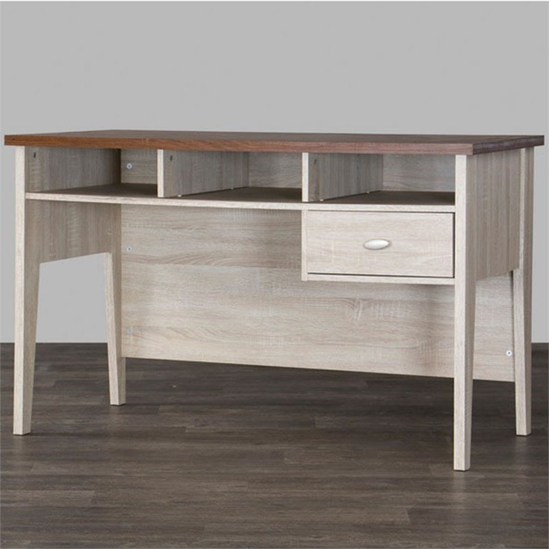 Baxton Studio Tyler Writing Desk in Dark Brown and Gray