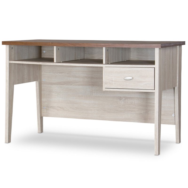 Baxton Studio Tyler Writing Desk in Dark Brown and Gray