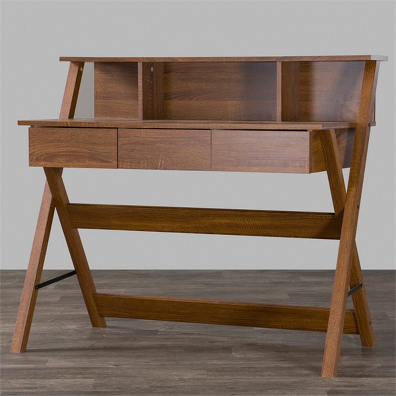 Baxton Studio Crossroads II Writing Desk in Oak