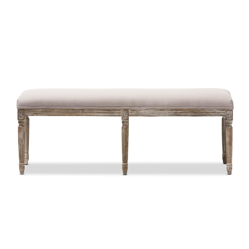 Baxton Studio Clairette Bench in Beige and Brown
