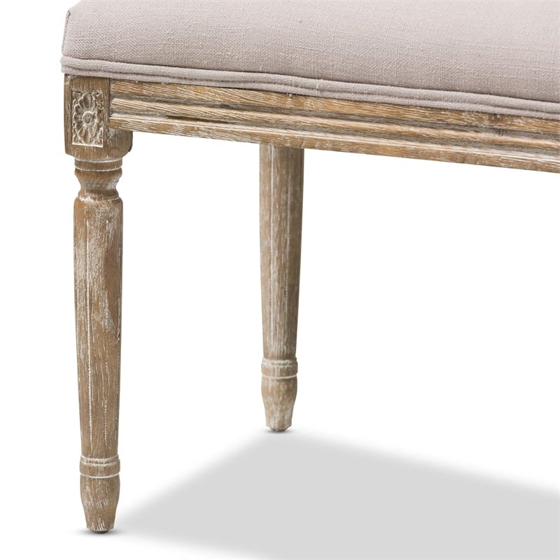 Baxton Studio Clairette Bench in Beige and Brown