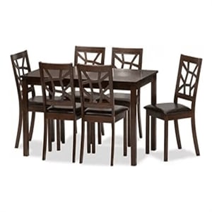 baxton studio mozaika 7 piece dining set in dark brown and black