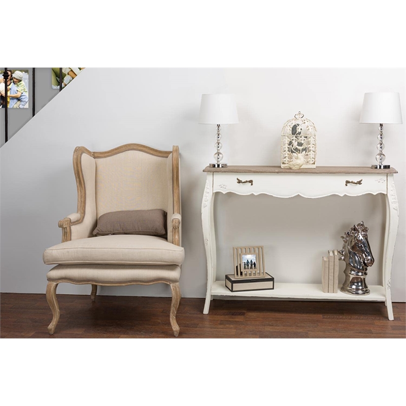Baxton Studio Bourbonnais Console Table in White and Natural