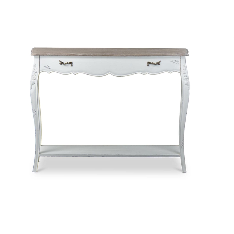 Baxton Studio Bourbonnais Console Table in White and Natural