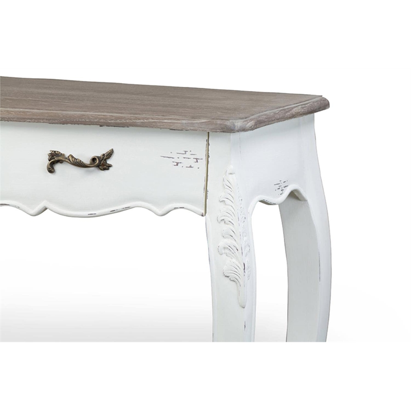 Baxton Studio Bourbonnais Console Table in White and Natural