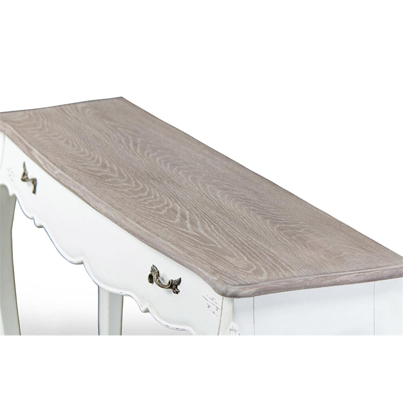 Baxton Studio Bourbonnais Console Table in White and Natural