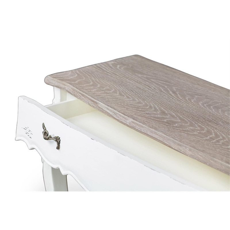 Baxton Studio Bourbonnais Console Table in White and Natural