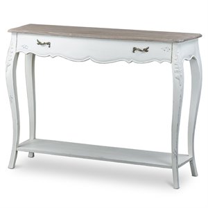 baxton studio bourbonnais console table in white and natural