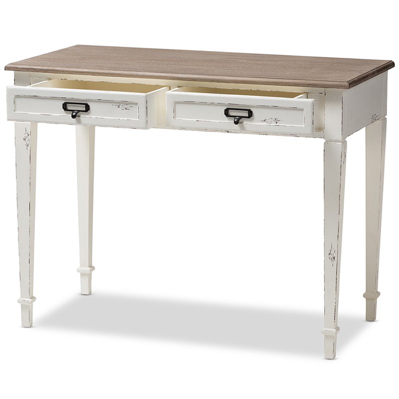 Baxton Studio Dauphine Writing Desk in White and Natural