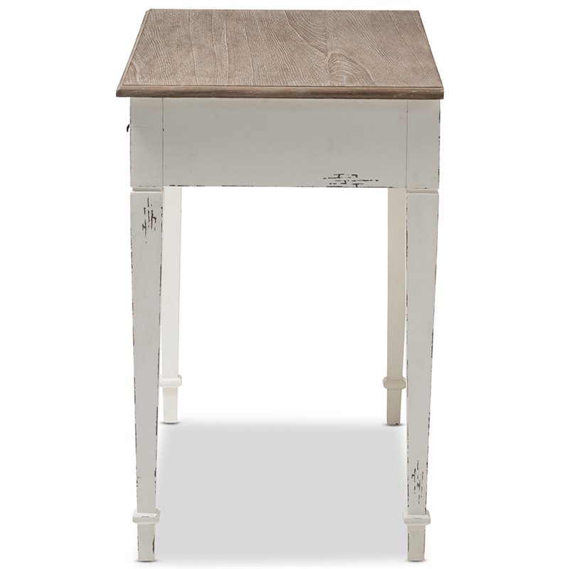 Baxton Studio Dauphine Writing Desk in White and Natural