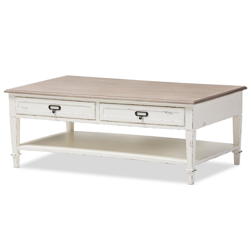 Baxton Studio Dauphine Storage Coffee Table in White Wash and Gray