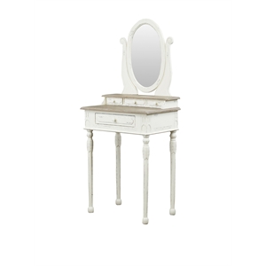 Baxton Studio Anjou Bedroom Vanity Table in White and Natural