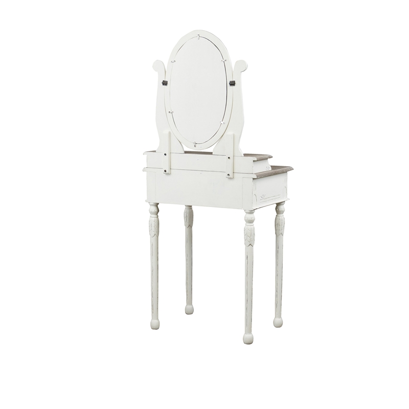 Baxton Studio Anjou Bedroom Vanity Table in White and Natural