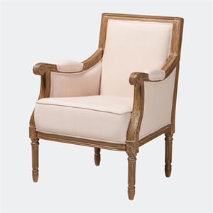 Baxton Studio Chavanon Accent Chair in Light Beige and Brown