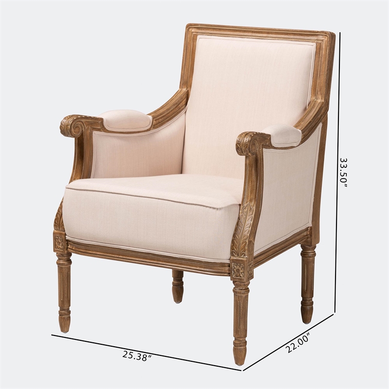 Baxton Studio Chavanon Accent Chair in Light Beige and Brown