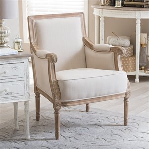 baxton studio chavanon accent chair in light beige and brown
