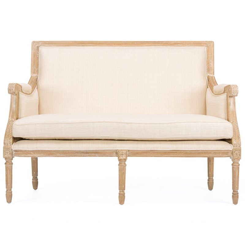 Baxton Studio Chavanon Loveseat in Light Beige and Natural