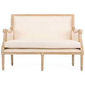Baxton Studio Chavanon Loveseat in Light Beige and Natural