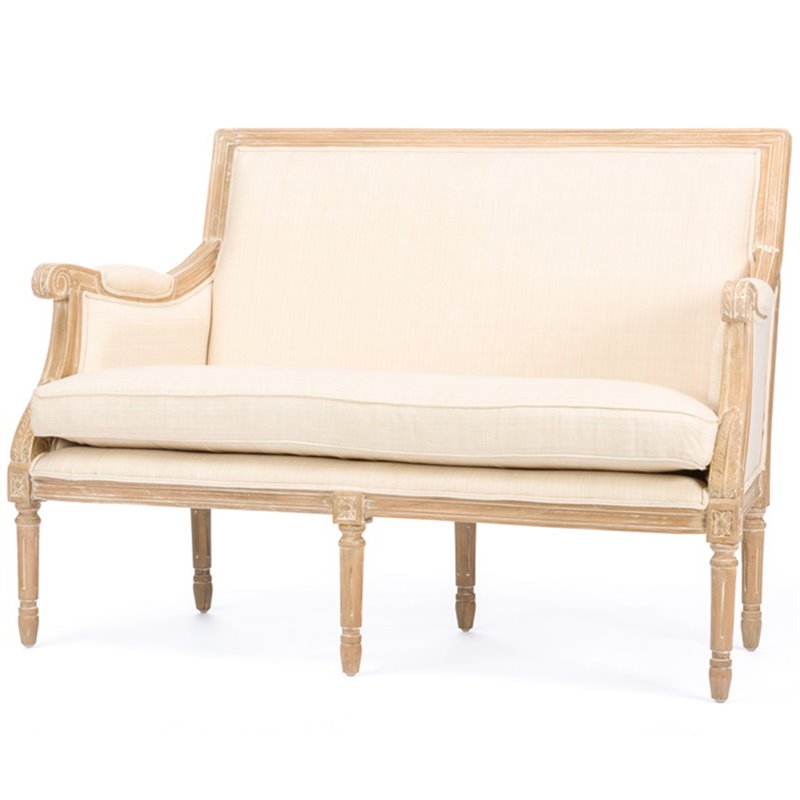 Baxton Studio Chavanon Loveseat in Light Beige and Natural