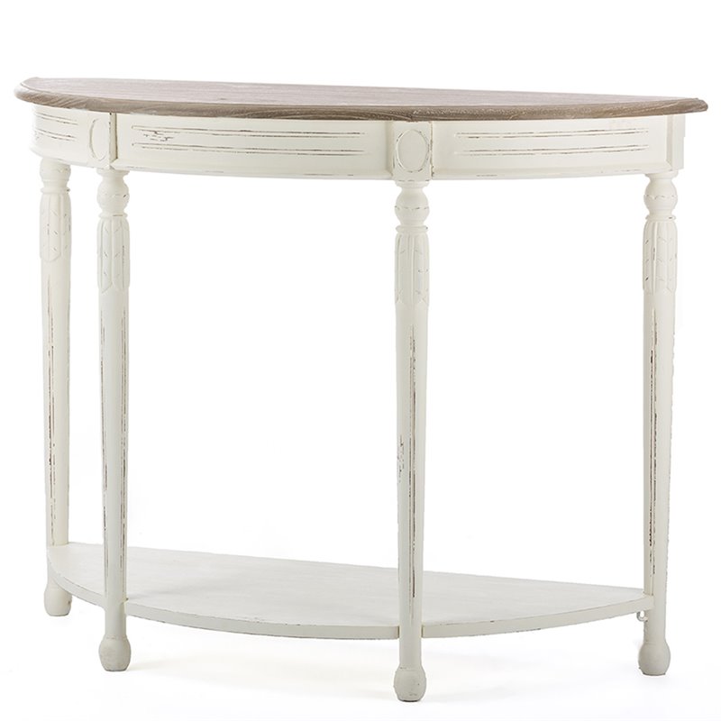 Baxton Studio Vologne Console Table in Antique White and Natural