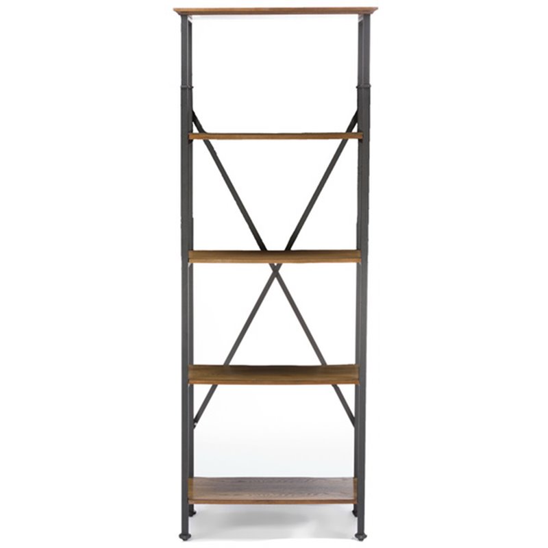 Baxton Studio Lancashire 4 Shelf Bookcase in Brown and Gray