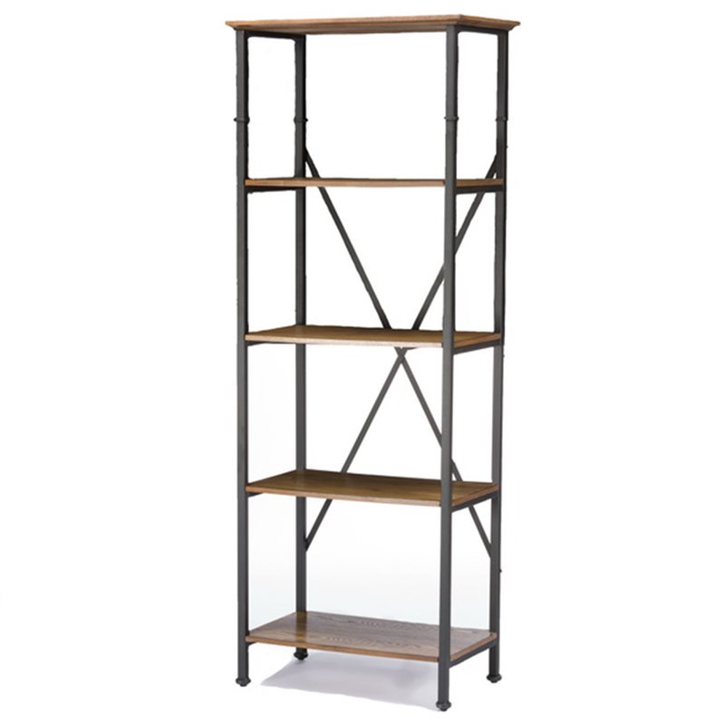 Baxton Studio Lancashire 4 Shelf Bookcase in Brown and Gray