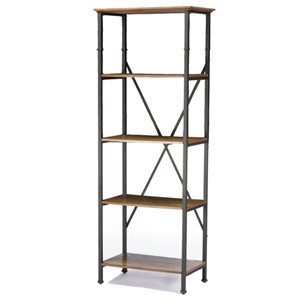 baxton studio lancashire 4 shelf bookcase in brown and gray