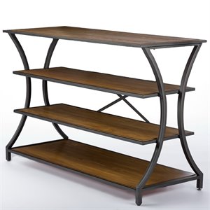 baxton studio lancashire 4 tier console table in brown and black