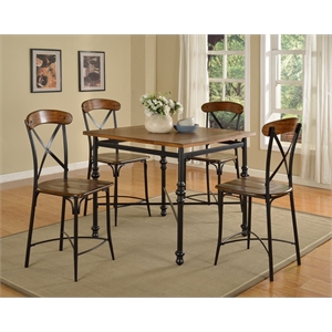 Baxton Studio Broxburn 5 Piece Counter Height Dining Set in Brown