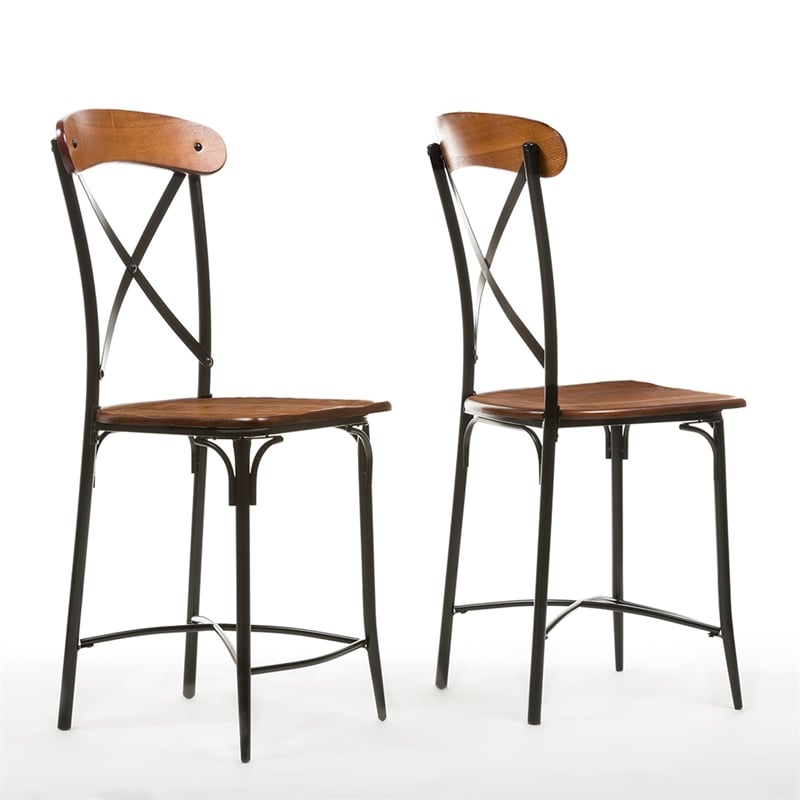 Baxton Studio Broxburn 5 Piece Counter Height Dining Set in Brown