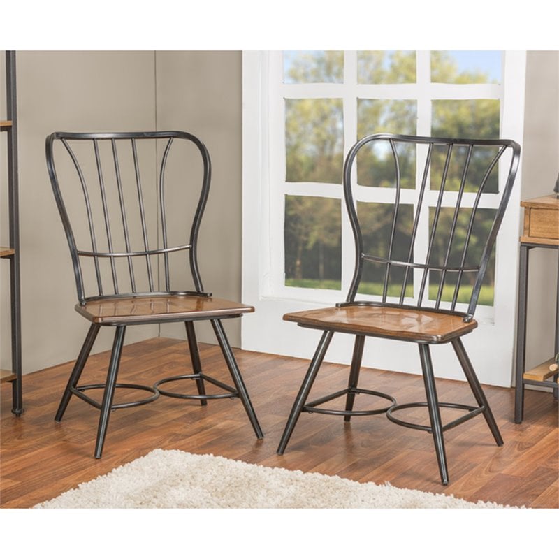 Baxton Studio Longford Windsor Dining Side Chair in Black (Set of 2)