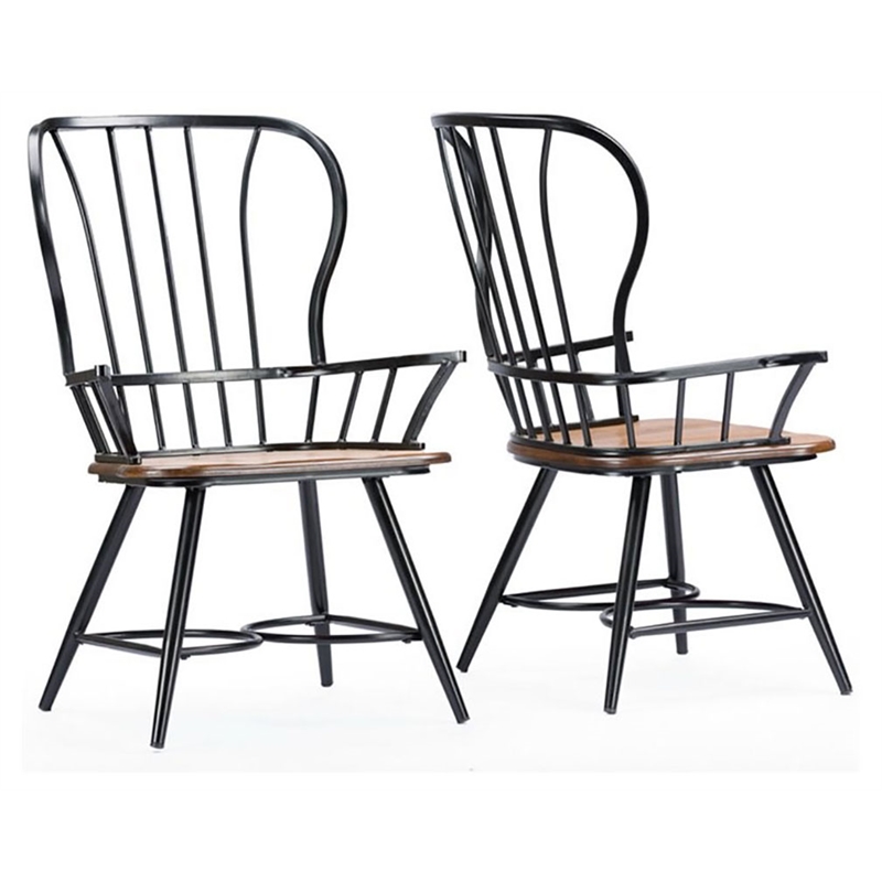 Baxton Studio Longford Windsor Dining Arm Chair in Black (Set of 2)