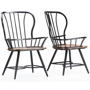 baxton studio longford windsor dining arm chair in black (set of 2)