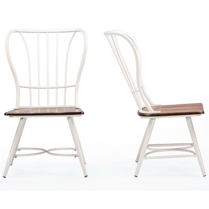 Baxton Studio Longford Windsor Dining Side Chair in White (Set of 2)