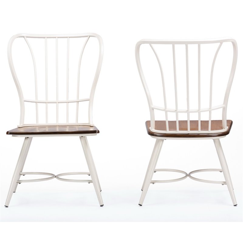 Baxton Studio Longford Windsor Dining Side Chair in White (Set of 2)