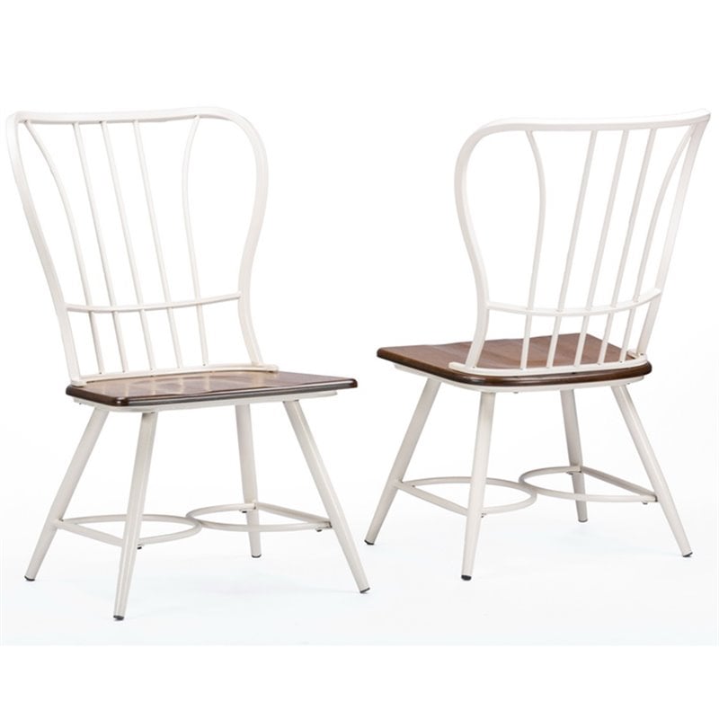Baxton Studio Longford Windsor Dining Side Chair in White (Set of 2)