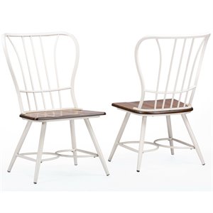 Baxton Studio Longford Windsor Dining Side Chair in White (Set of 2)