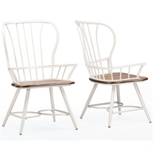 Baxton Studio Longford Windsor Dining Arm Chair in White (Set of 2)