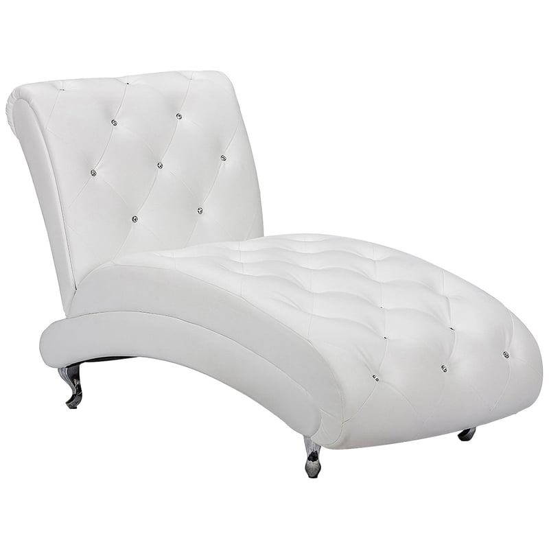 Baxton Studio Pease Faux Leather Tufted Chaise Lounge in White