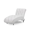 Baxton Studio Pease Faux Leather Tufted Chaise Lounge in White