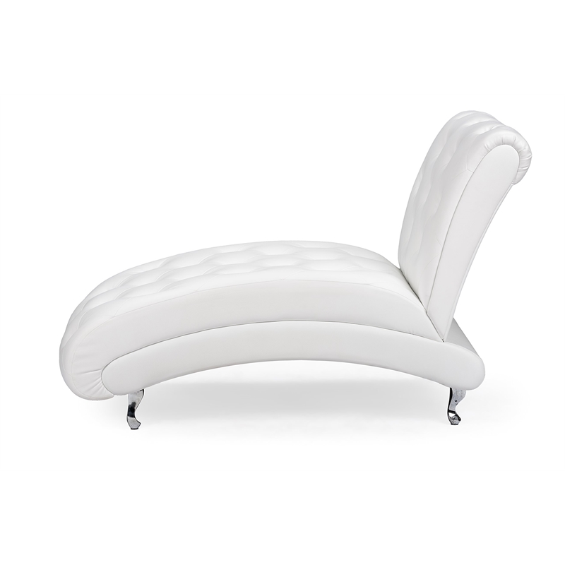 Baxton Studio Pease Faux Leather Tufted Chaise Lounge in White