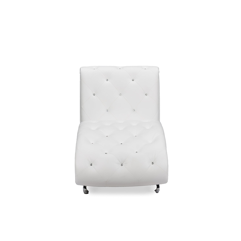 Baxton Studio Pease Faux Leather Tufted Chaise Lounge in White